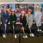 MIT representatives attend a groundbreaking ceremony for a major new graduate student residence hall along Main Street in Kendall Square.